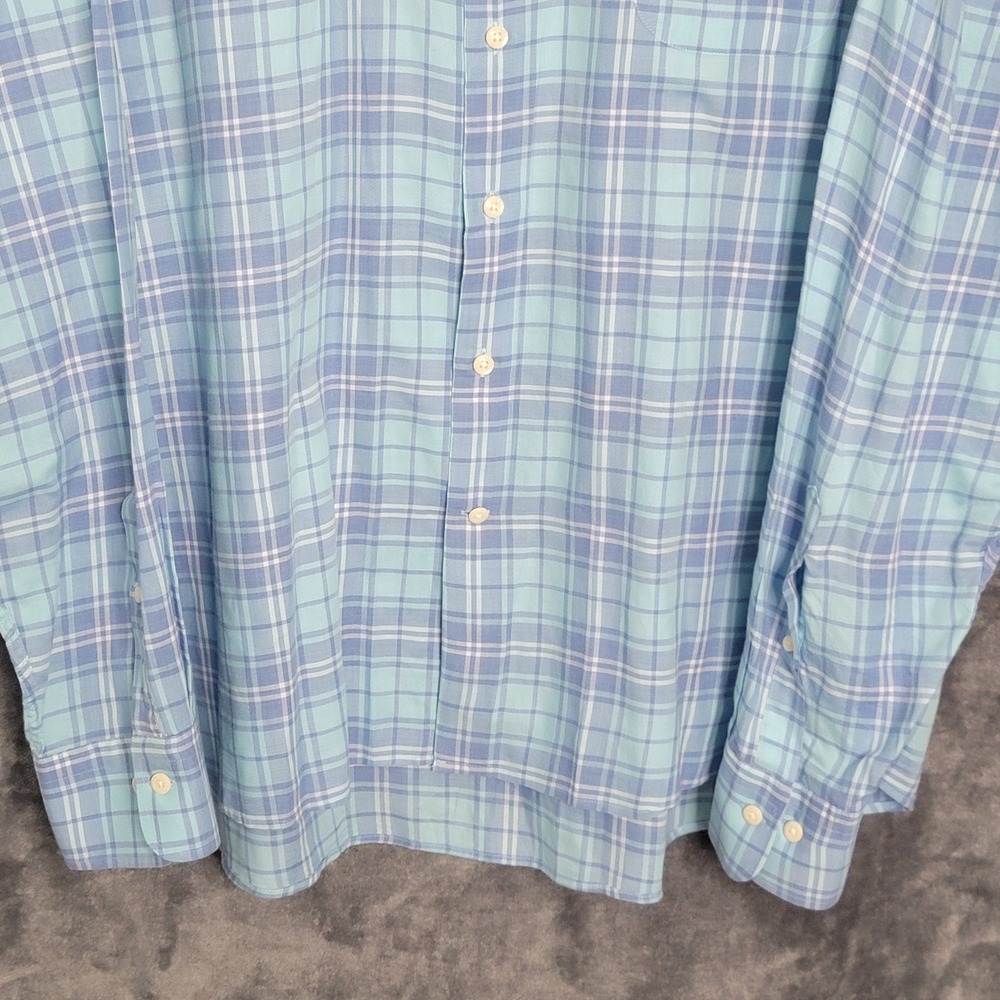 Peter Millar Mens XXL Blue Plaid Island Shirt Long Sleeve Cotton Button Down - Picture 3 of 12